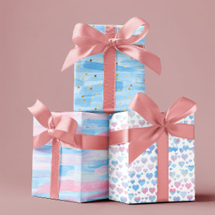 Feuille De Papier Cadeau Joyeux Mère's jour bébé rose & bleu ensemble de 3
