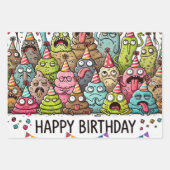 Feuille De Papier Cadeau Joyeux Monstre Puking Birthday (Devant 2)