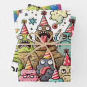 Feuille De Papier Cadeau Joyeux Monstre Puking Birthday (En situation)