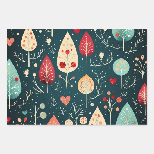 Feuille De Papier Cadeau Joyeux motif design de Noël (Devant)