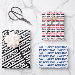 Feuille De Papier Cadeau Joyeux Motif graphique d'anniversaire