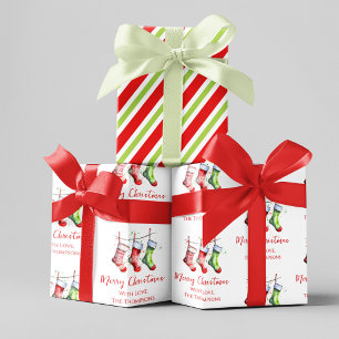 Feuille De Papier Cadeau Joyeux Noël Aquarelle Stockage sur mesure