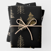 Feuille De Papier Cadeau Joyeux Noël Arbre Falala Brown, Fête Noire (En situation)