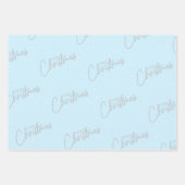 Feuille De Papier Cadeau Joyeux Noël avec Arrière - plan de neige bleue (Devant)