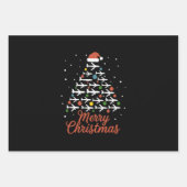 Feuille De Papier Cadeau Joyeux Noël Avion Vacances Arbre (Devant)