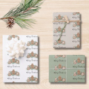 Feuille De Papier Cadeau Joyeux Noël Biscuits au Pain d'Épice