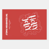 Feuille De Papier Cadeau Joyeux Noël blanc Script Holly Jolly (Devant 2)
