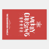 Feuille De Papier Cadeau Joyeux Noël blanc Script Holly Jolly (Devant)