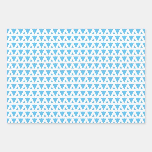 Feuille De Papier Cadeau Joyeux Noël bleu clair triangle (Devant 3)