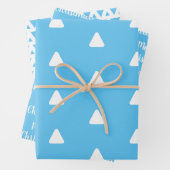 Feuille De Papier Cadeau Joyeux Noël bleu clair triangle (En situation)