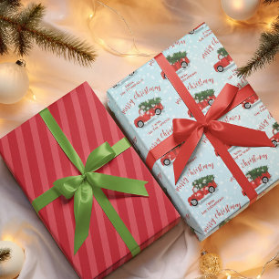 Feuille De Papier Cadeau Joyeux Noël Calligraphie Cute Russe Camion Rouge