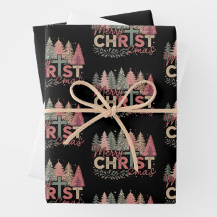 Feuille De Papier Cadeau Joyeux Noël Croix Foi Jésus Histoire Chrétienne