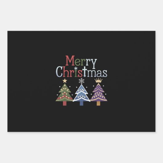 Feuille De Papier Cadeau Joyeux Noël Croix Noël Arbre Rétro (Devant)