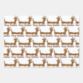 Feuille De Papier Cadeau Joyeux Noël Dachshund (Devant 3)