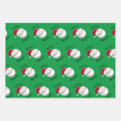 Feuille De Papier Cadeau Joyeux Noël de baseball personnalisé (Devant 3)