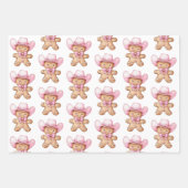 Feuille De Papier Cadeau Joyeux Noël de fille en pain d'épice (Devant 3)