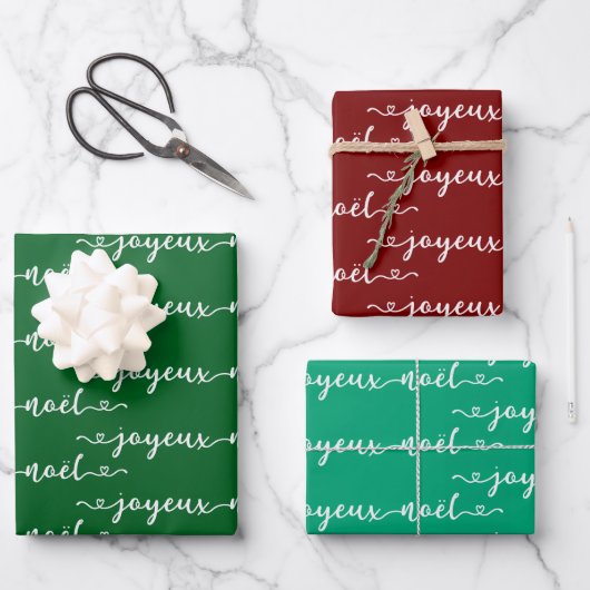 Feuille De Papier Cadeau Joyeux Noel Design Français (Recto)