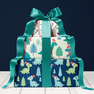 Feuille De Papier Cadeau Joyeux Noël Dinosaure Mignon