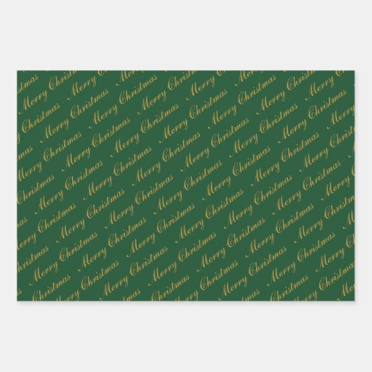 Feuille De Papier Cadeau Joyeux Noël Élégant Texte Script (Devant 3)