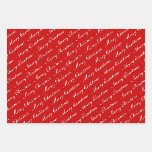 Feuille De Papier Cadeau Joyeux Noël Élégant Texte Script (Devant)