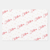 Feuille De Papier Cadeau Joyeux Noël en écriture rouge avec neige dorée (Devant)