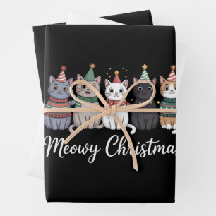Feuille De Papier Cadeau Joyeux Noël et bonne année chat amateur de chats X