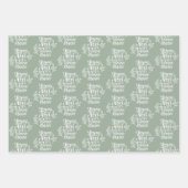 Feuille De Papier Cadeau Joyeux Noël et Bonne Année Sage Green Christmas (Devant)