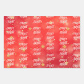 Feuille De Papier Cadeau Joyeux Noël étoilé rouge (Devant 2)
