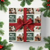 Feuille De Papier Cadeau Joyeux Noël Famille Photo Collage