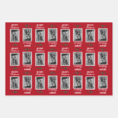 Feuille De Papier Cadeau Joyeux Noël Festif Customisé Photo - Rouge (Devant 3)