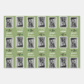 Feuille De Papier Cadeau Joyeux Noël Festif Customisé Photo - Vert (Devant 3)