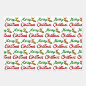 Feuille De Papier Cadeau Joyeux Noël Flying Reindeer rouge vert script (Devant 3)