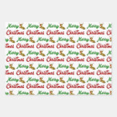 Feuille De Papier Cadeau Joyeux Noël Flying Reindeer rouge vert script (Devant)