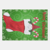 Feuille De Papier Cadeau Joyeux Noël Gnome Rouge Noël Stocker Swirl (Devant 2)