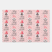 Feuille De Papier Cadeau Joyeux Noël Gnomes Et Points (Devant 2)
