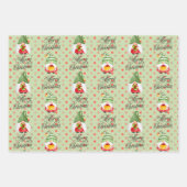 Feuille De Papier Cadeau Joyeux Noël Gnomes Et Points (Devant)