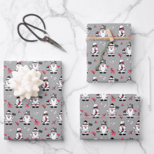 Feuille De Papier Cadeau JOYEUX NOËL Gnomes Holly d'hiver