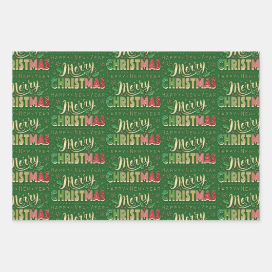 Feuille De Papier Cadeau Joyeux Noël Gold Script (Devant)