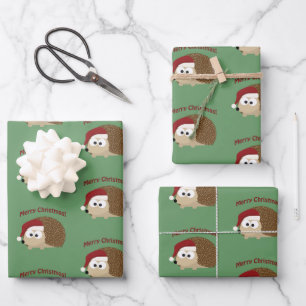 Feuille De Papier Cadeau Joyeux Noël! Hérisson