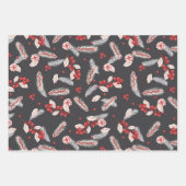 Feuille De Papier Cadeau Joyeux Noël Holly Red Fir Pine Cone Star Noir (Devant 3)