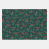 Feuille De Papier Cadeau Joyeux Noël Holly Red Green White Holiday (Devant)