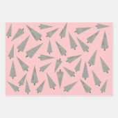 Feuille De Papier Cadeau Joyeux Noël Houndstooth rose (Devant 2)