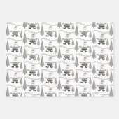 Feuille De Papier Cadeau Joyeux Noël Houndstooth Tree Père Noël Motif (Devant)