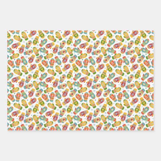 Feuille De Papier Cadeau Joyeux Noël Joyeux Noël Chaud Hiver Mittens (Devant 3)