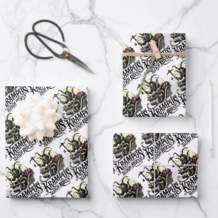 Feuille De Papier Cadeau Joyeux Noël Krampus Randonnées en traîneau de Kram