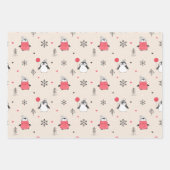 Feuille De Papier Cadeau Joyeux Noël mignon Happy Penguin en rose Casquette (Devant 2)