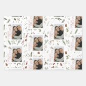 Feuille De Papier Cadeau Joyeux Noël moderne Photo Vacances vertes (Devant 3)