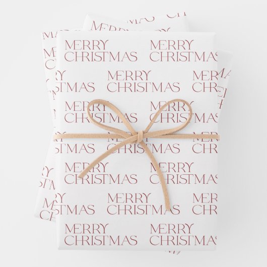 Feuille De Papier Cadeau Joyeux Noël moderne Typographie rouge Simple (En situation)