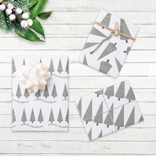 Feuille De Papier Cadeau Joyeux Noël Motif de l'arbre Houndstooth