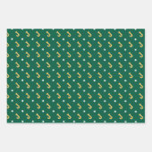 Feuille De Papier Cadeau Joyeux Noël Nom Monogram Green Gold Ados (Devant 3)